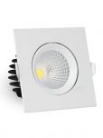 Spot LED COB Embutir Quadrado 3W Direcionável Branco Quente