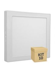 Kit 10 Unidades Plafon LED Sobrepor Quadrado 18w Branco Quente
