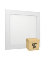 Kit 10 Unidades Plafon LED Embutir Quadrado 18w Branco Quente
