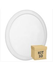 Kit 10 Unidades Plafon LED Embutir Redondo 25w Branco Quente
