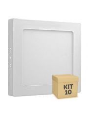Kit 10 Unidades Plafon LED Sobrepor Quadrado 12w Branco Frio