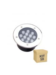 Kit 10 Unidades Spot Balizador de Embutir Solo LED 12w Branco Quente
