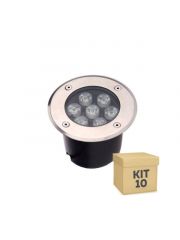Kit 10 Unidades Spot Balizador de Embutir Solo LED 7w Branco Quente