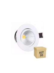 Kit 10 Unidades Spot LED COB Embutir Redondo 3W Direcionável Branco Quente