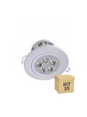Kit 10 Unidades Spot LED Embutir Redondo 5w SMD Direcionável Branco Quente