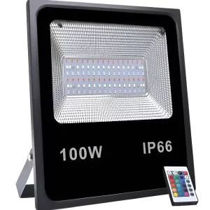 Refletor LED 100w Holofote RGB SMD Colorido Com Controle