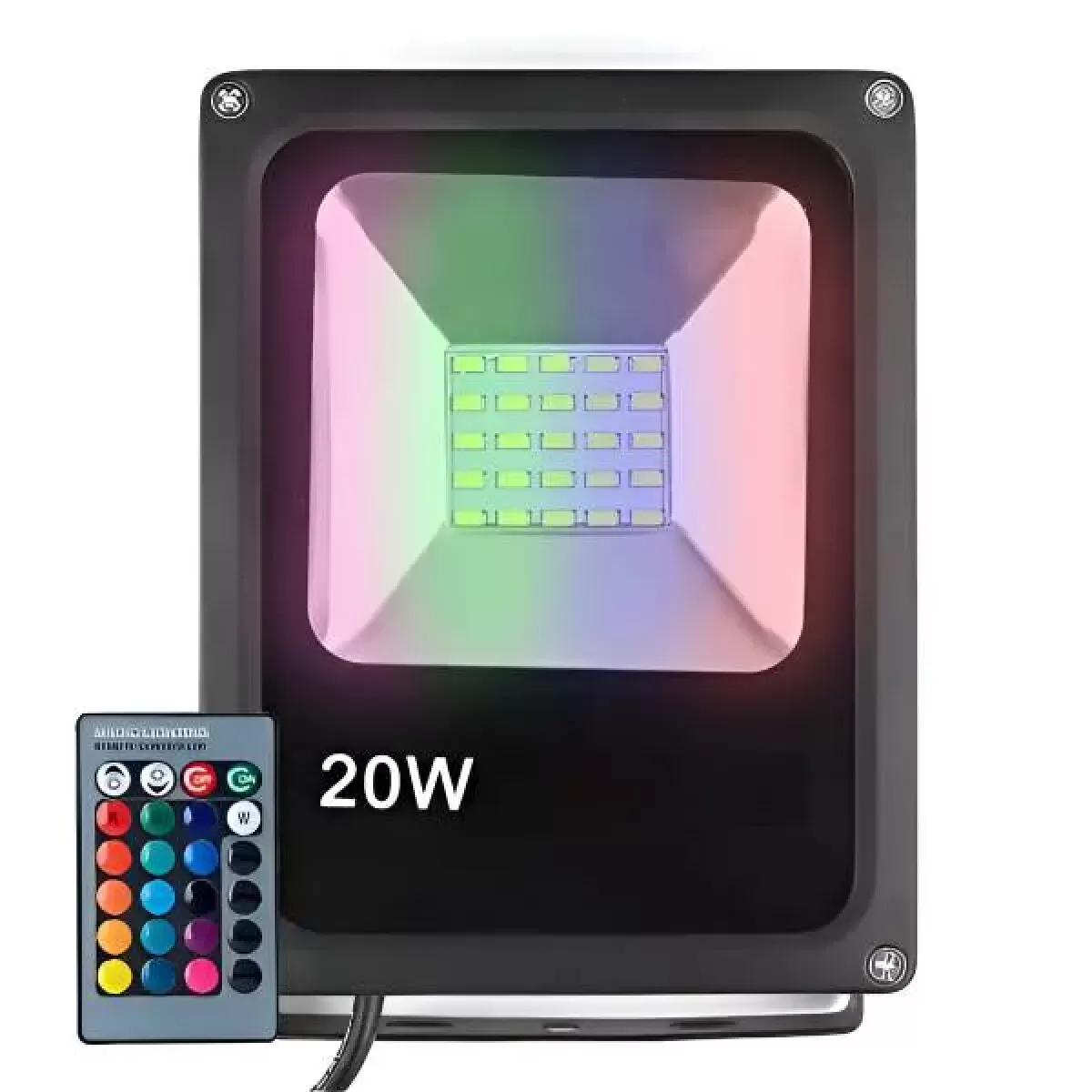 Refletor LED 20w Holofote RGB SMD Colorido Com Controle Prova d'água