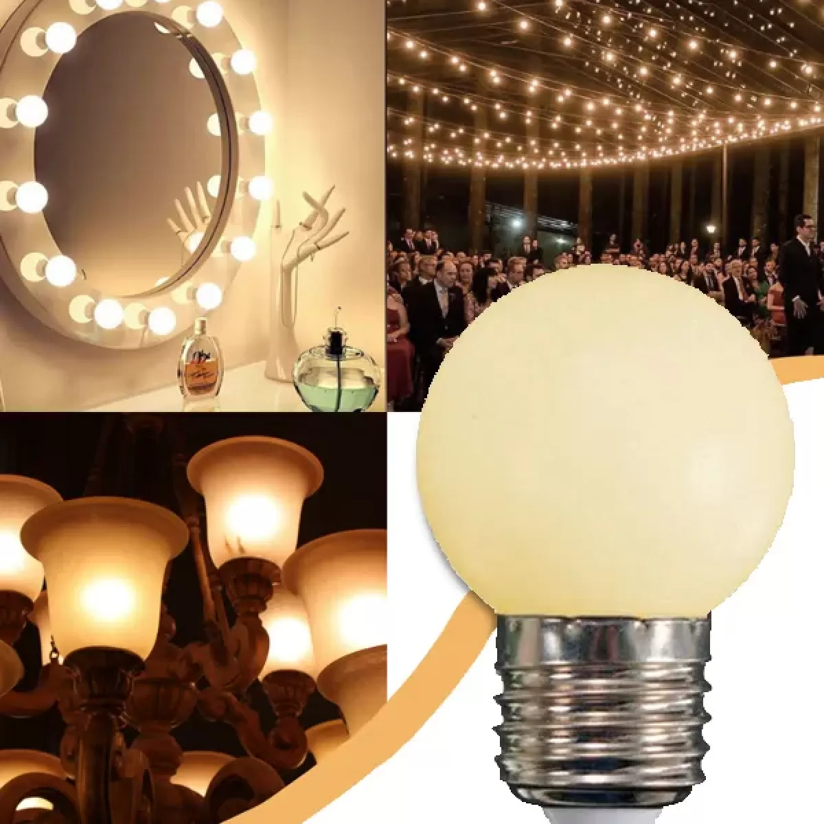Lâmpada Led Bolinha E27 3w Branco Quente Bivolt