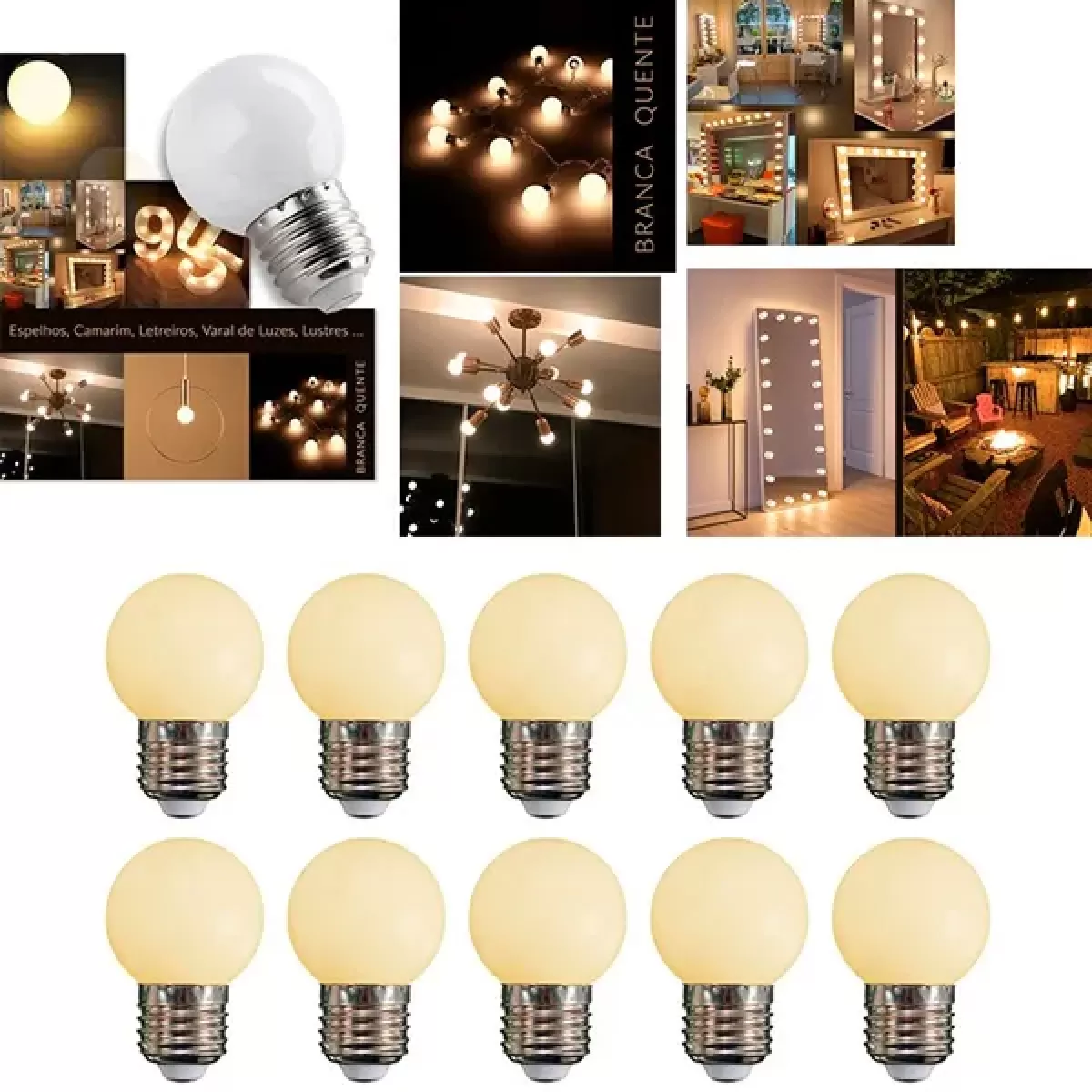 Lâmpada Led Bolinha E27 3w Branco Quente Bivolt
