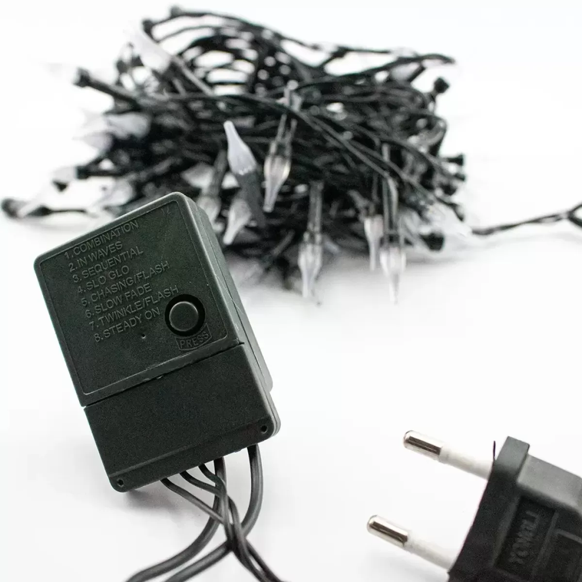 Kit 10 Unidades Pisca Pisca de LED Bulbo Gotas 8 Funções Fio Verde com 100 Leds - Branco Frio 220v