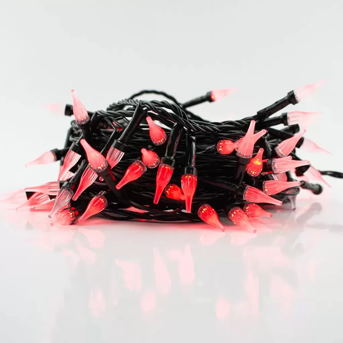 Kit 10 Unidades Pisca Pisca de LED Bulbo Gotas 8 Funções Fio Verde com 100 Leds - Vermelho 220v