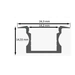 Perfil de LED Embutir Alumínio Natural 3 Metros 24x14mm