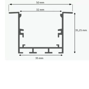 Perfil de LED Embutir Alumínio Natural 2 Metros 50x35mm