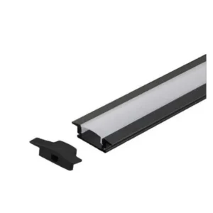 Perfil de LED Embutir Preto 3 Metros 24x7mm
