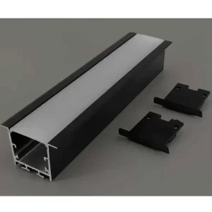 Perfil de LED Embutir Preto 2 Metros 50x35mm