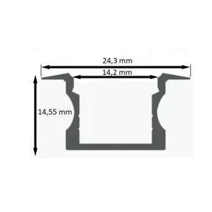 Perfil de LED Embutir Branco 2 Metros 24x14mm
