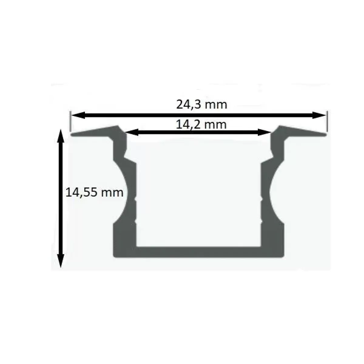 Perfil de LED Embutir Branco 2 Metros 24x14mm