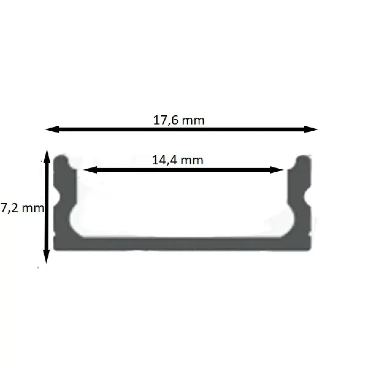 Perfil de LED Sobrepor Preto 3 Metros 17x7mm