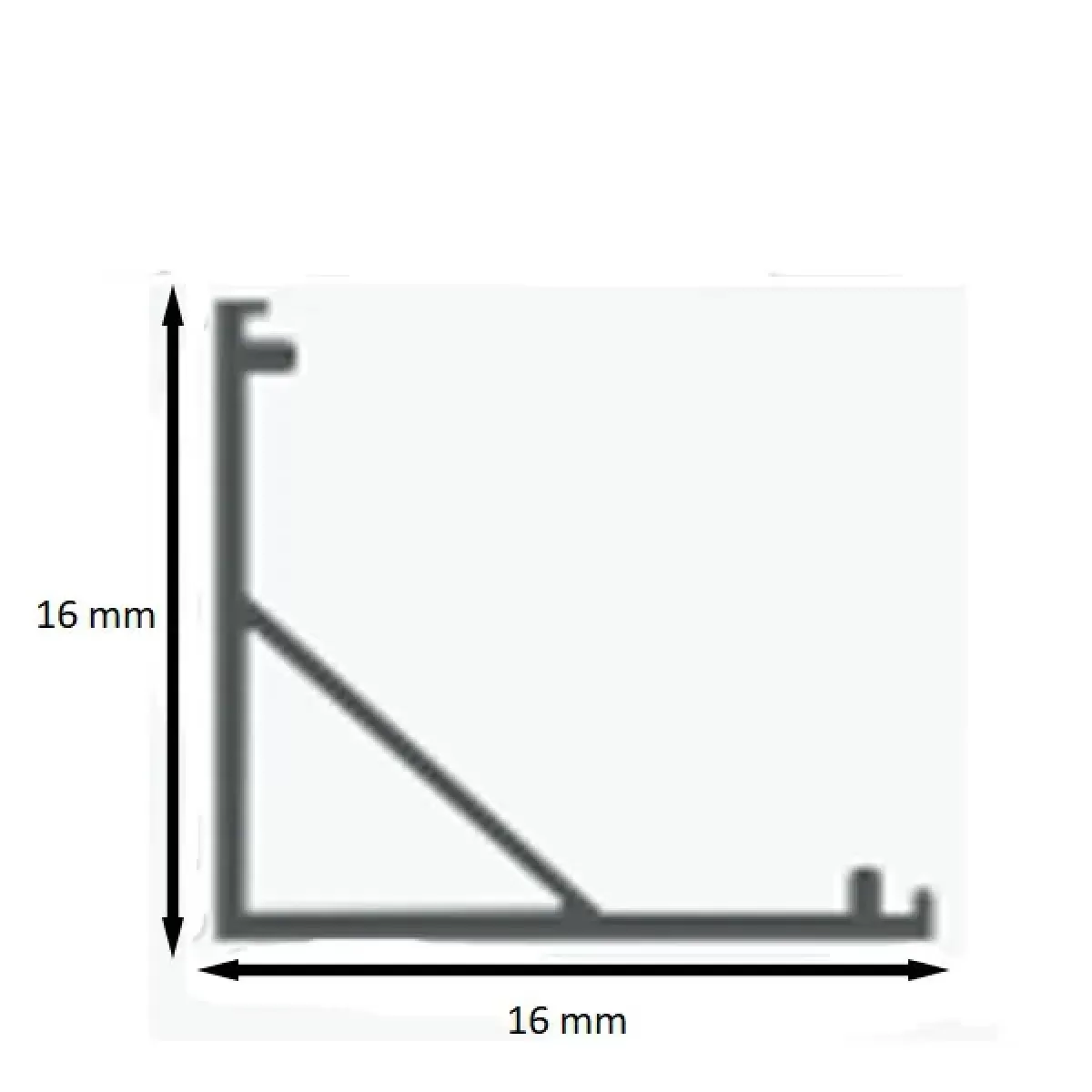 Perfil de LED Sobrepor Preto 2 Metros 16x16mm