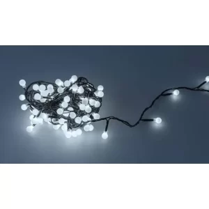 Kit 10 Unidades Pisca Pisca de LED Fixo Fio Transparente com 100 Leds Branco Frio 220v - Fio 1.8mm