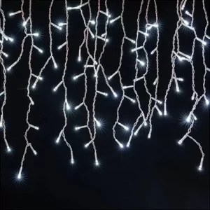 Cascata LED 8 Funções 2,5 Metros com 100 Leds Branco Frio 220v