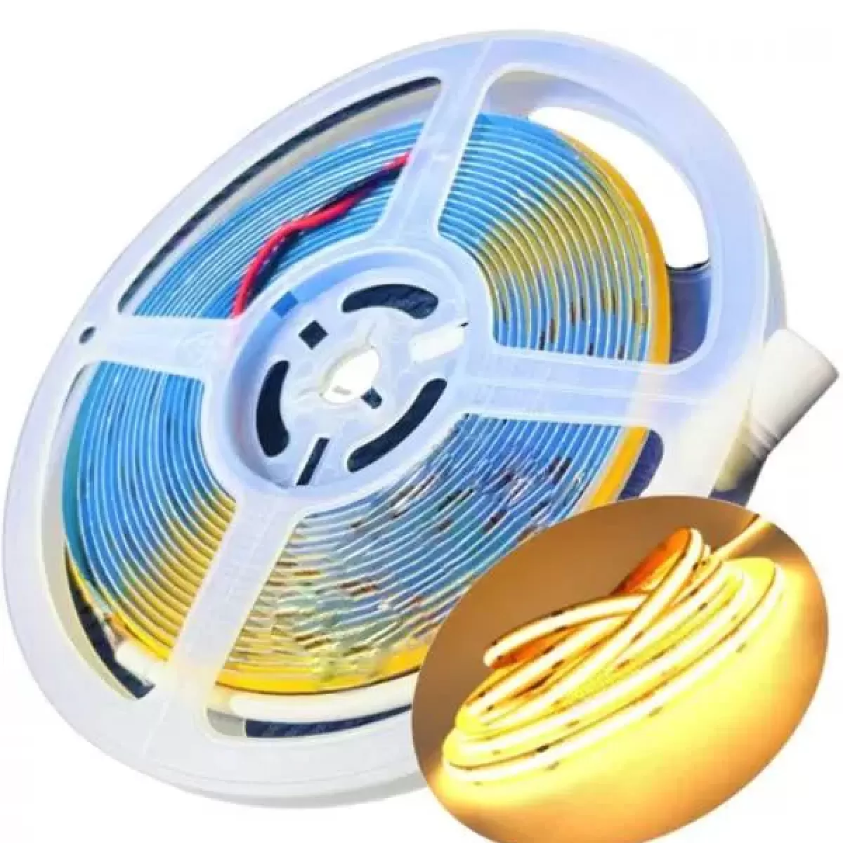 Fita de Led Cob 480 Leds 10w Por Metro Ip20 Rolo 5m Branco Quente 12v