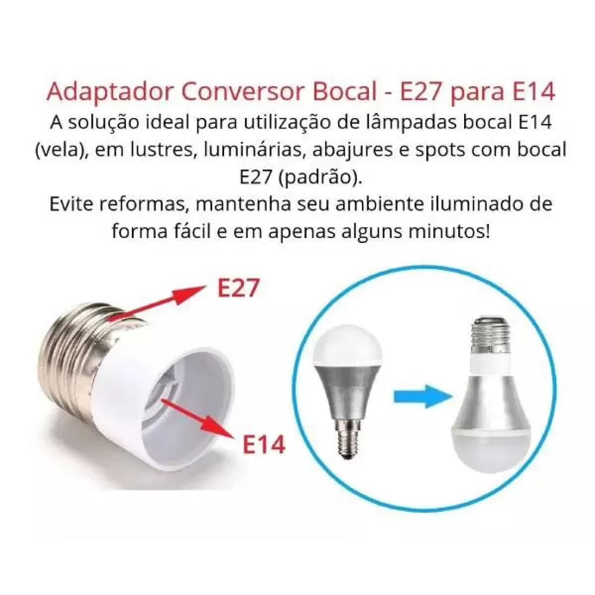 Soquete P/ Lâmpada E27 para E14