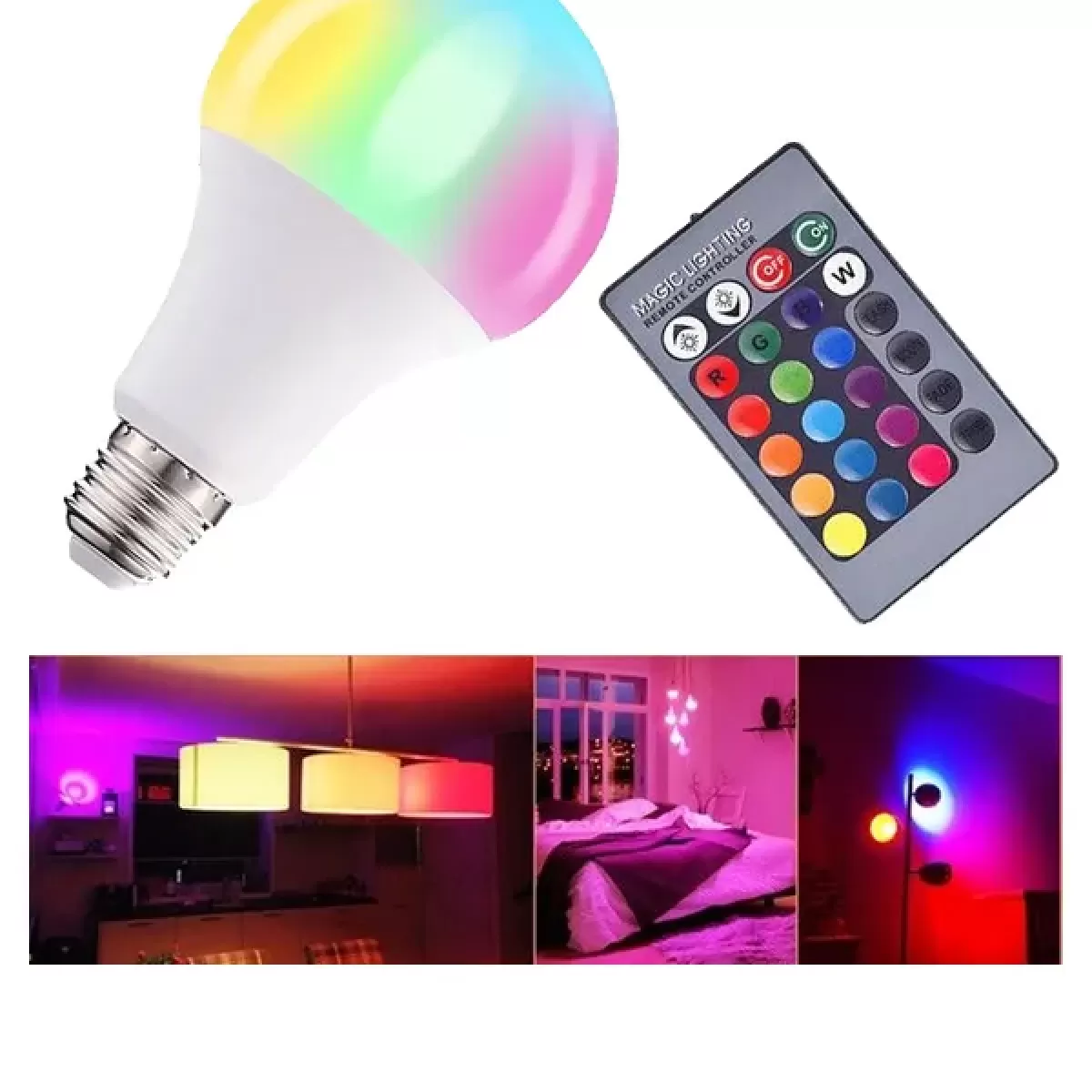 Lâmpada LED Bulbo 7w RGB com Controle