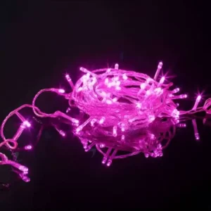Kit 10 Unidades Pisca Pisca de LED Fixo Fio Verde com 100 Leds Rosa Prova D'água 220v - Fio 1.8mm