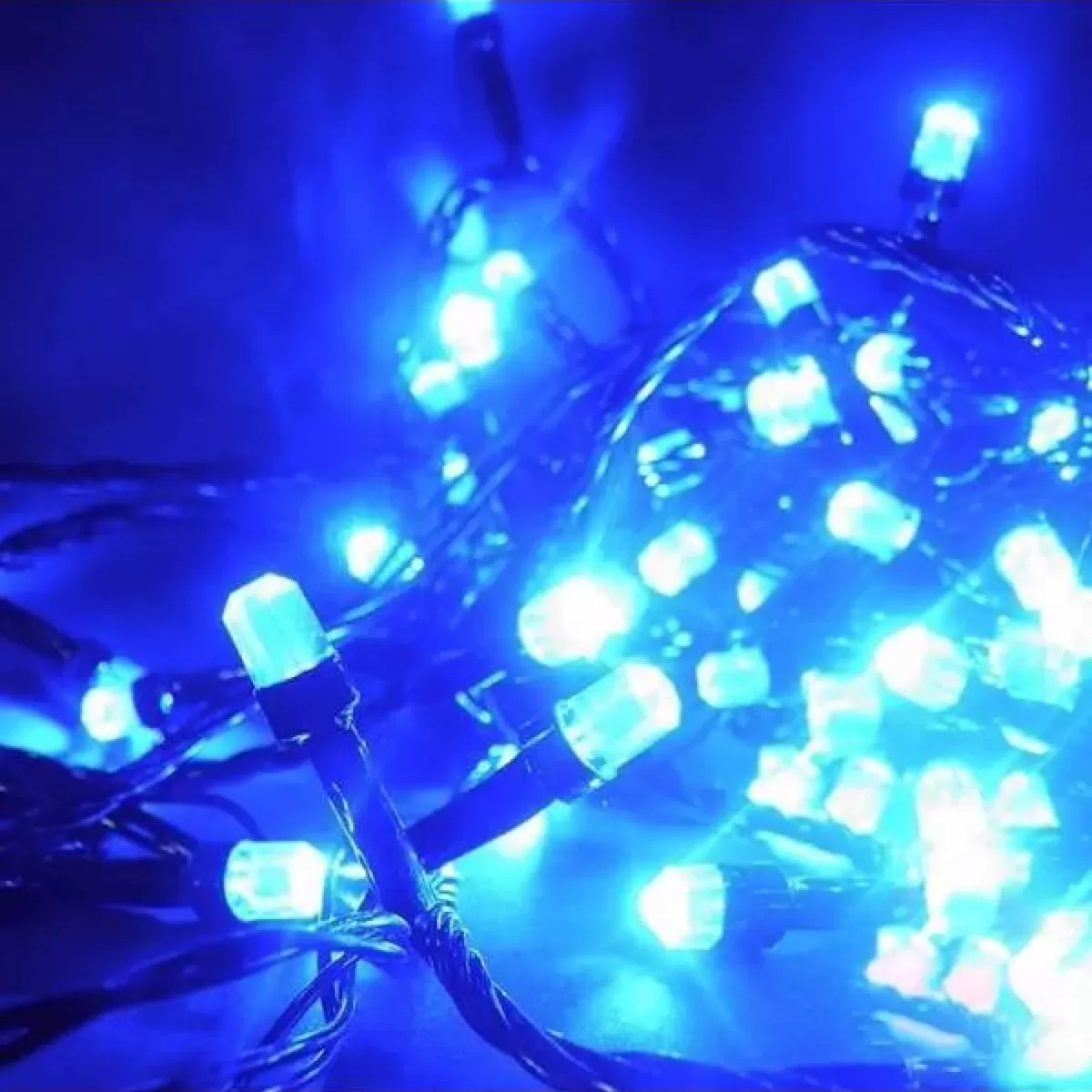 Kit 8 Unidades Pisca Pisca de LED Fixo Fio Verde com 100 Leds Azul Prova D'agua 220v - Fio 2.2mm