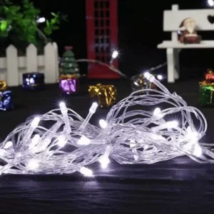 Kit 8 Unidades Pisca Pisca de LED Fixo Fio Transparente com 100 Leds Branco Frio Prova D'agua 220v - Fio 2.2mm