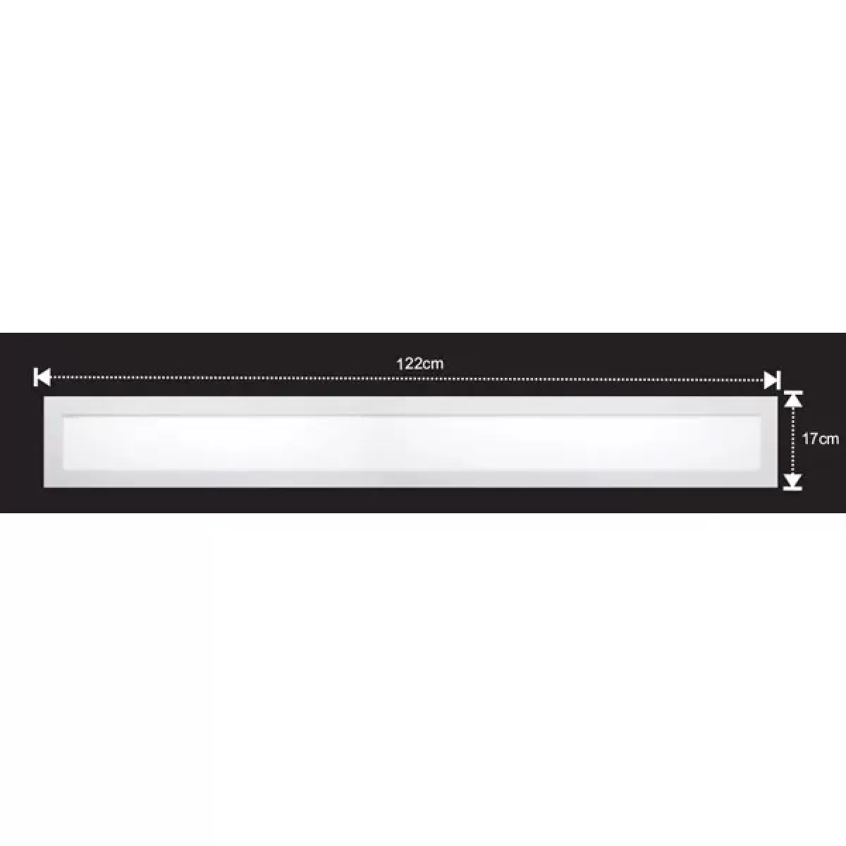 Plafon LED Embutir Retangular 122x17 36w Branco Quente Preto
