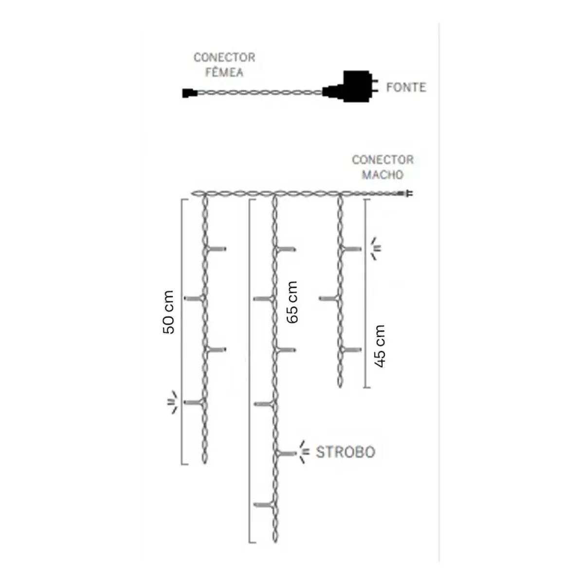 Cascata LED 10 Metros 400 Leds Strobo Branco Quente Prova D'água Bivolt