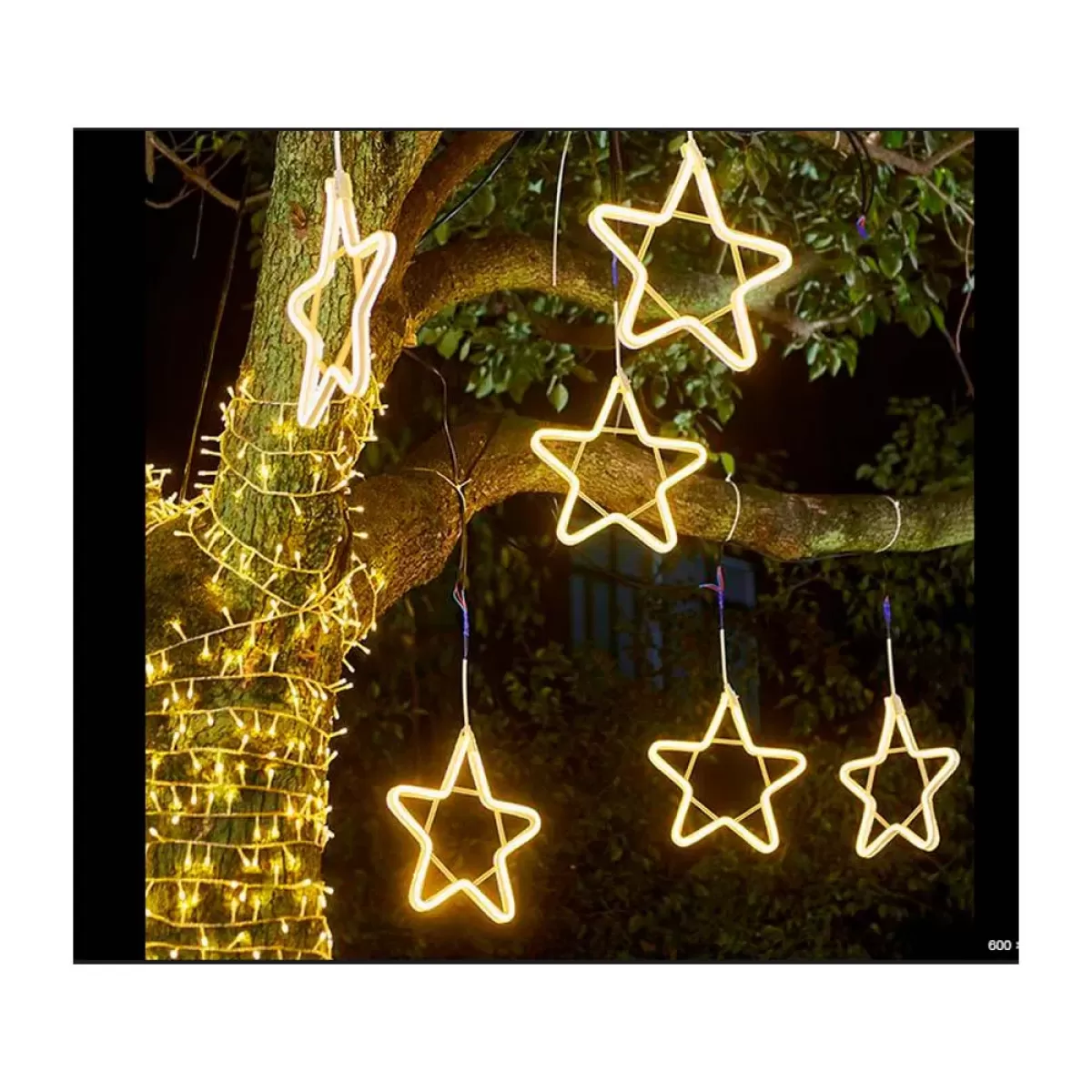 Estrela LED Dupla 50cm Branco Quente