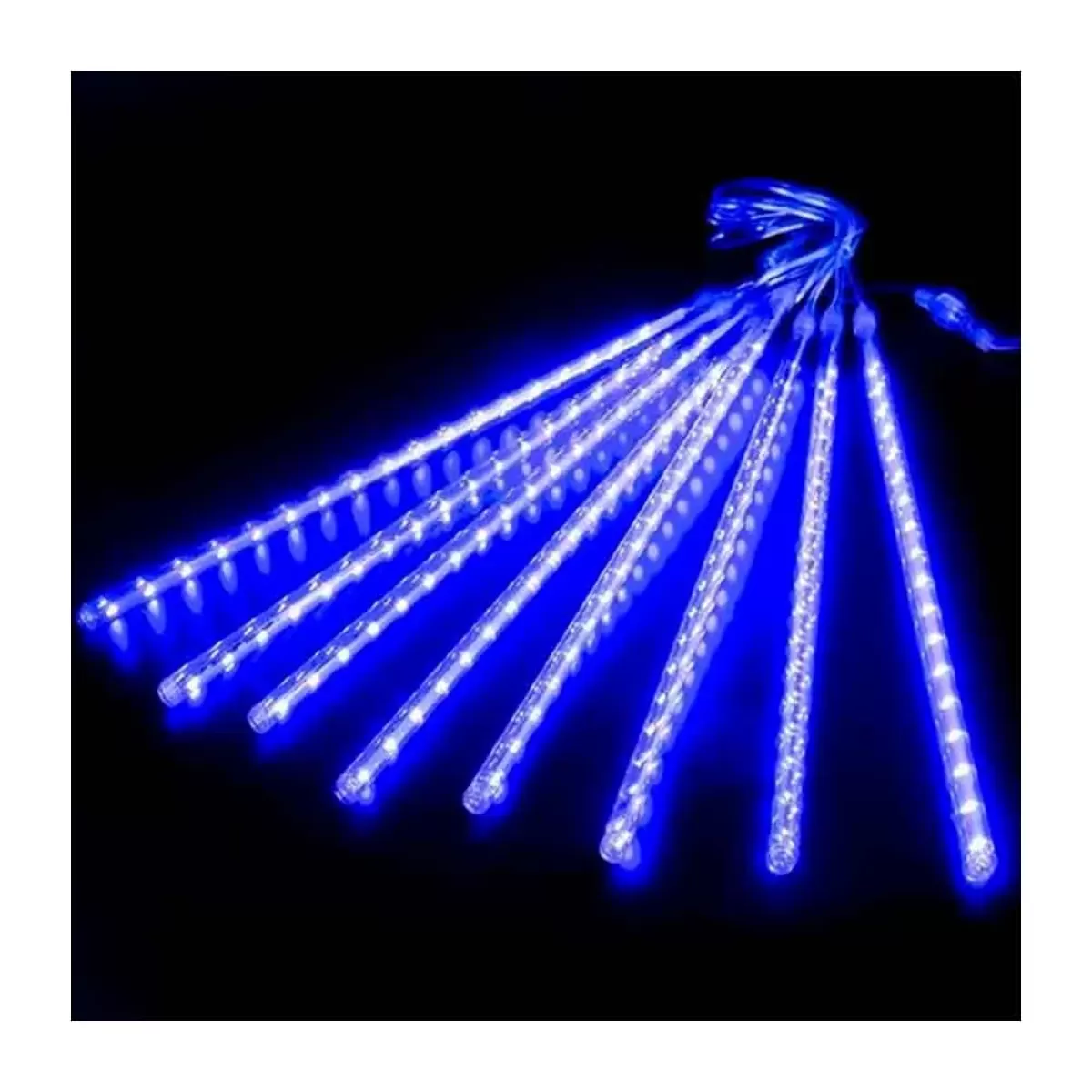 Kit 8 Bastões Chuva de Meteoro 50cm Snowfall Azul Bivolt