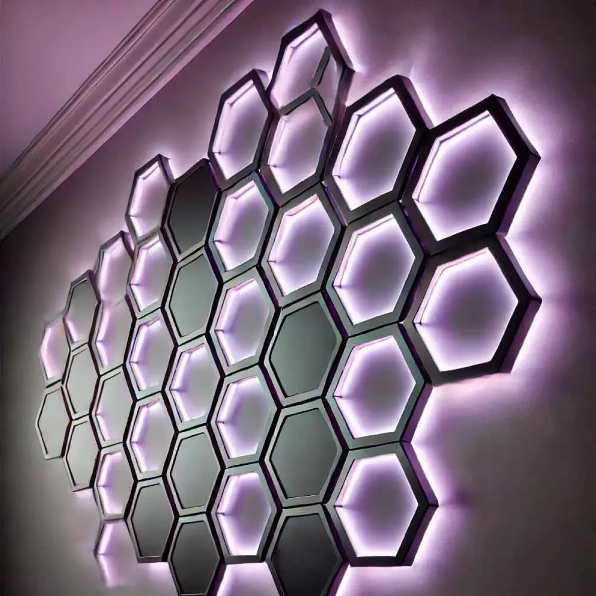 Perfil LED Colmeia Branco - Lente Roxa 300x300mm 35x20mm kit suspensão